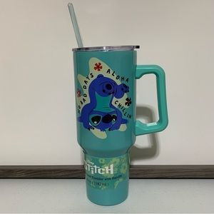 Disney Stitch Stainless Steel Tumbler with Handle & Straw-40 Oz. NWT